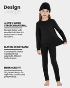 Woolcano Kid's 190g Merino Wool Unisex Base Layer Set Lightweight Thermal Underwear