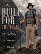 PULI Men's Hiking Pants 4-Way Stretch Quick Dry Water Resistant Lightweight