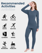 Woolcano Women's 260g Merino Wool Base Layer Set Lightweight Thermal Underwear