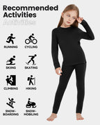 Woolcano Kid's 260g Merino Wool Unisex Base Layer Set Lightweight Thermal Underwear