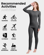 Woolcano Women's 260g Merino Wool Base Layer Set Lightweight Thermal Underwear
