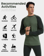 Woolcano Men’s 260g Merino Wool Base Layer Top Lightweight Thermal Underwear Shirt