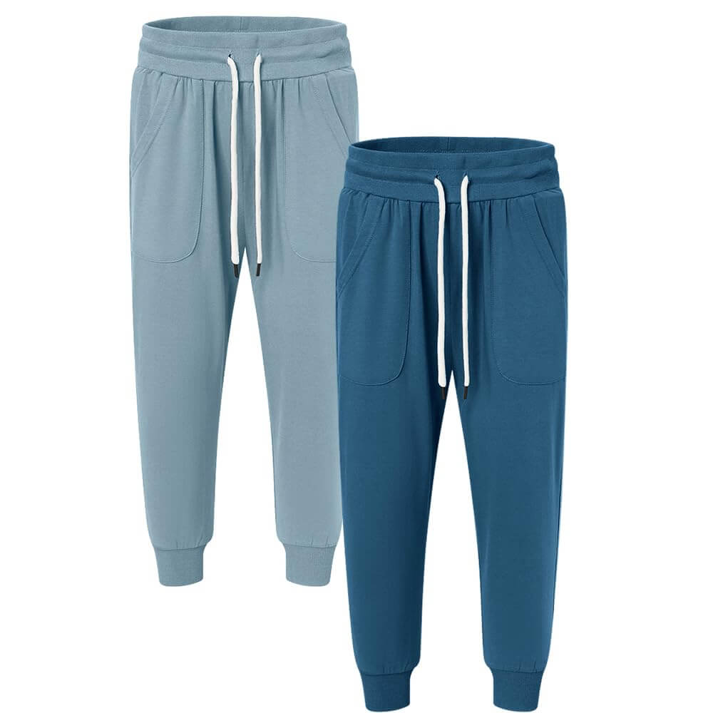 SPECIALMAGIC Women's Capri Sweatpants Cropped Jogger Running Pants Loose Fit Drawstring Waist with Side Pockets - 2pack