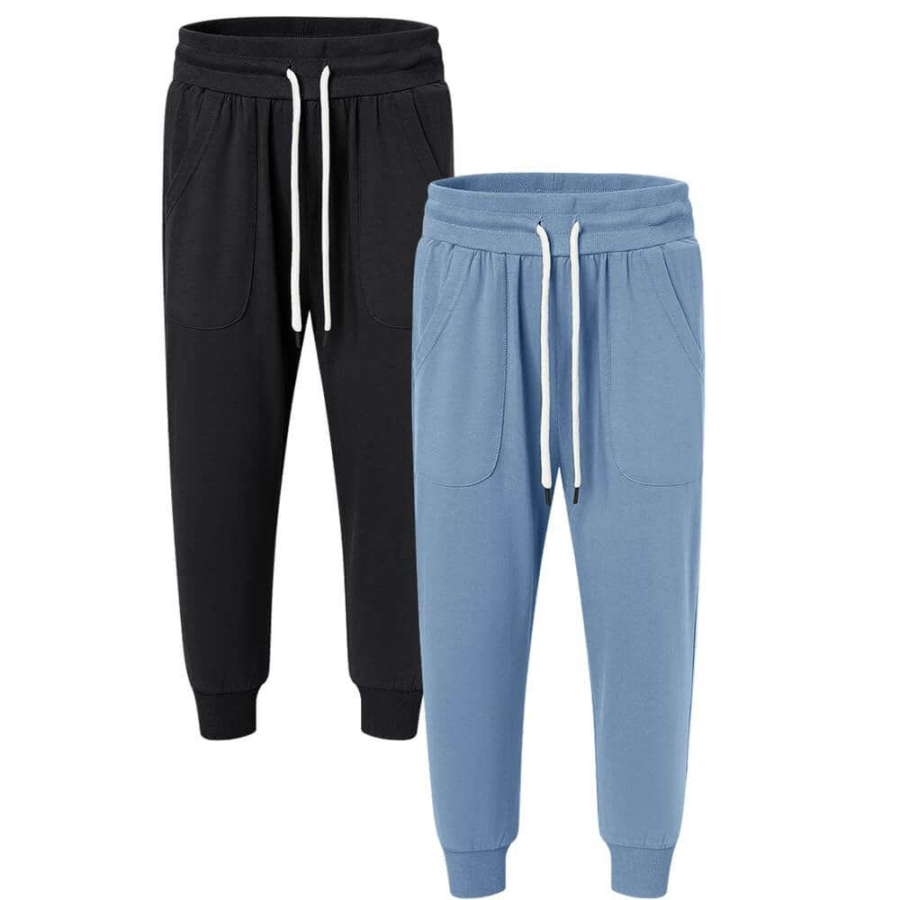SPECIALMAGIC Women's Capri Sweatpants Cropped Jogger Running Pants Loose Fit Drawstring Waist with Side Pockets - 2pack