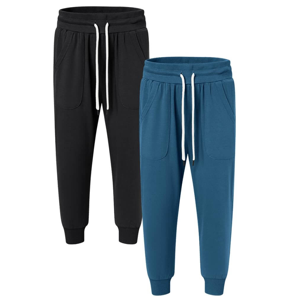 SPECIALMAGIC Women's Capri Sweatpants Cropped Jogger Running Pants Loose Fit Drawstring Waist with Side Pockets - 2pack