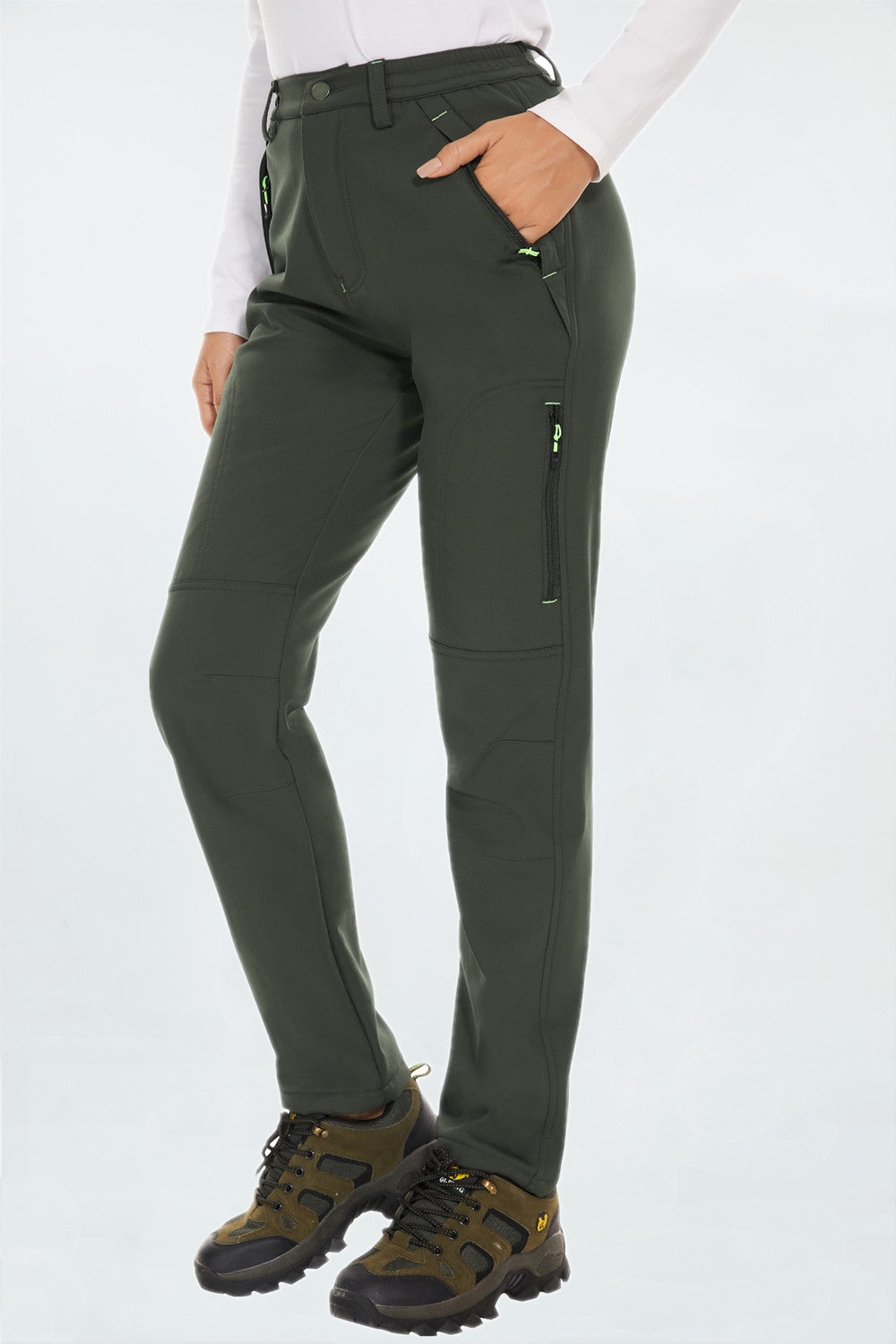 Women's Waterproof Fleece-Lined Hiking Pants with Pockets – PULI