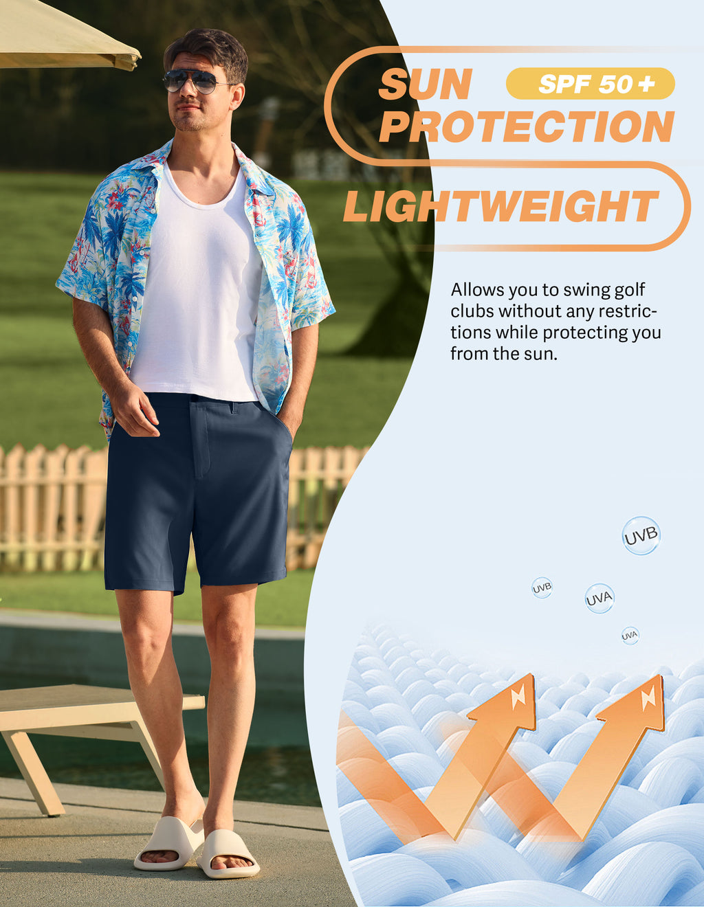 PULI Men's Golf Dress Shorts 7 Inch with 5 Pockets