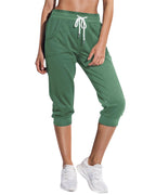 SPECIALMAGIC Women's Capri Sweatpants Cropped Jogger Running Pants Lounge Loose Fit Drawstring Waist with Side Pockets