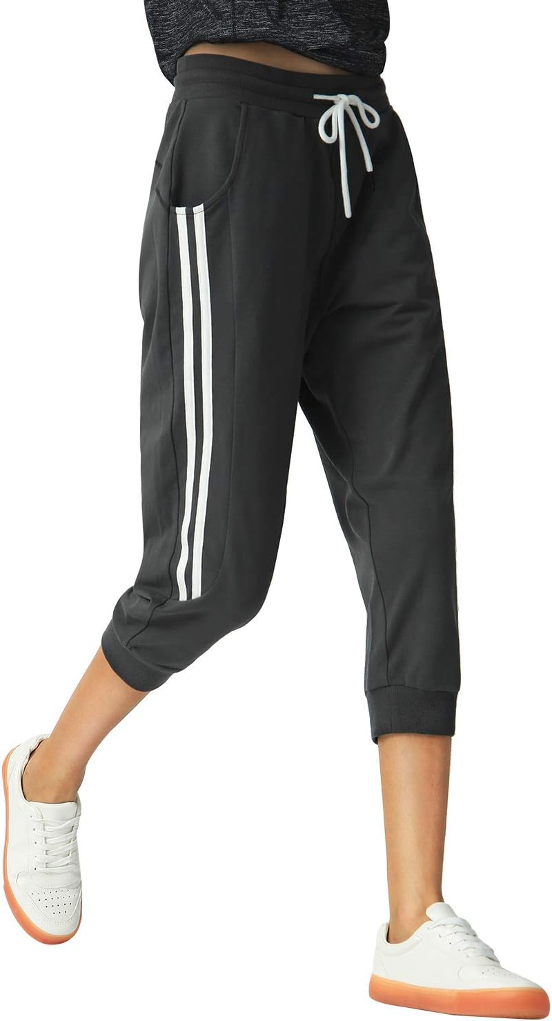 SPECIALMAGIC Women's Capri Pants Cropped Joggers with Pockets Elastic Waist Drawstring Capri Sweatpants