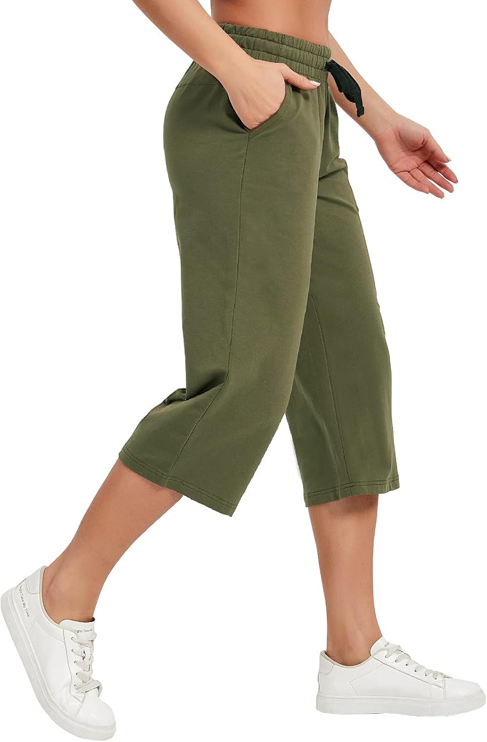 SPECIALMAGIC Women's Capri Pants Cotton Yoga Wide Leg Pajama Pants Capris Sweatpants Sports