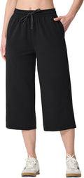 SPECIALMAGIC Women's Capri Pants Plus Size Loose Yoga Wide Leg Cotton Capri Sweatpants Drawstring Pajama Pants