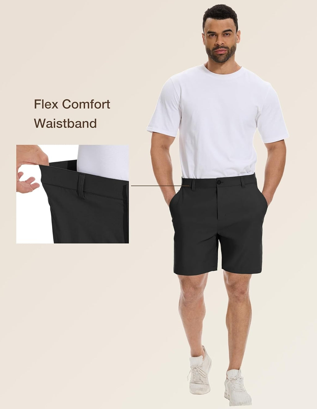 PULI Men's Big & Tall Golf Shorts Stretch 10 Inch Inseam Waterproof Lightweight Qiuck Dry Hiking Shorts