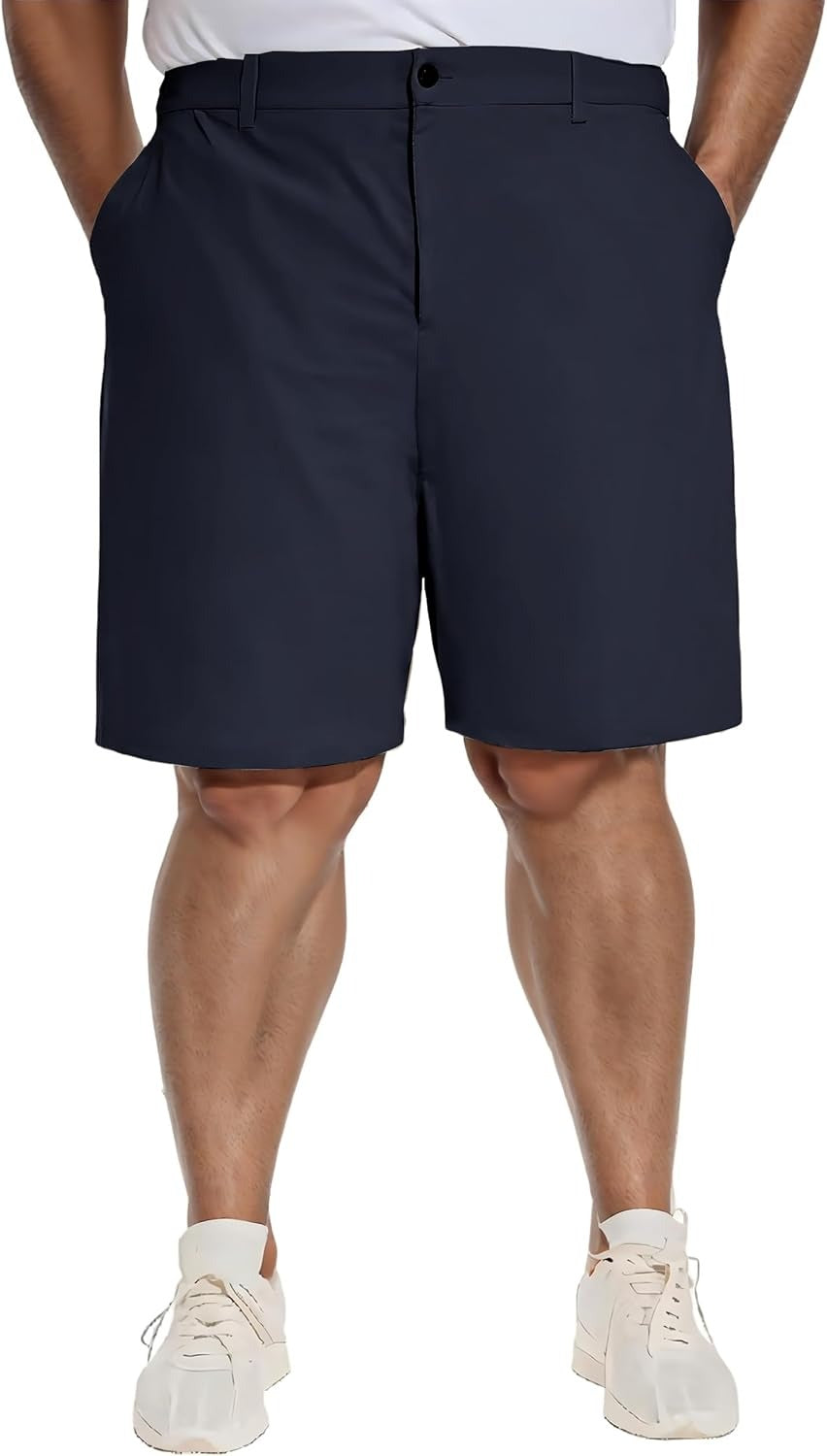 PULI Men's Big & Tall Golf Shorts Stretch 10 Inch Inseam Waterproof Lightweight Qiuck Dry Hiking Shorts