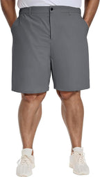 PULI Men's Big & Tall Golf Shorts Stretch 10 Inch Inseam Waterproof Lightweight Qiuck Dry Hiking Shorts
