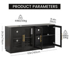 63" Buffet Cabinet with Storage, Modern Sideboard with 4 Glass Doors, Large Dining Room Credenza, TV Stand & Coffee Bar Cabinet