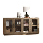 63" Buffet Cabinet with Storage, Modern Sideboard with 4 Glass Doors, Large Dining Room Credenza, TV Stand & Coffee Bar Cabinet