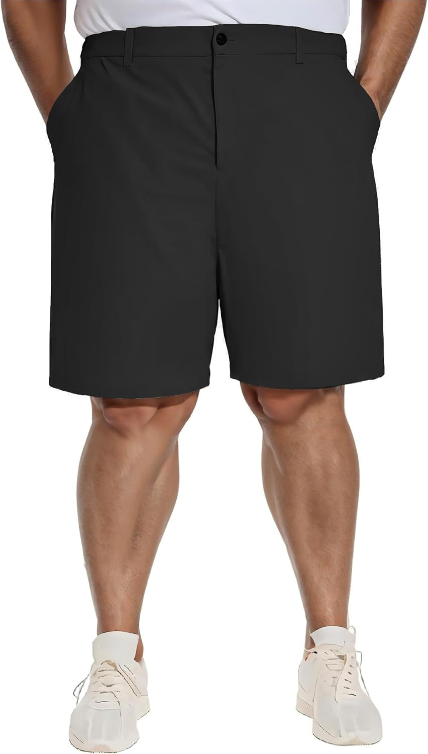 PULI Men's Big & Tall Golf Shorts Stretch 10 Inch Inseam Waterproof Lightweight Qiuck Dry Hiking Shorts