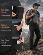 PULI Men's Hiking Pants 4-Way Stretch Quick Dry Water Resistant Lightweight