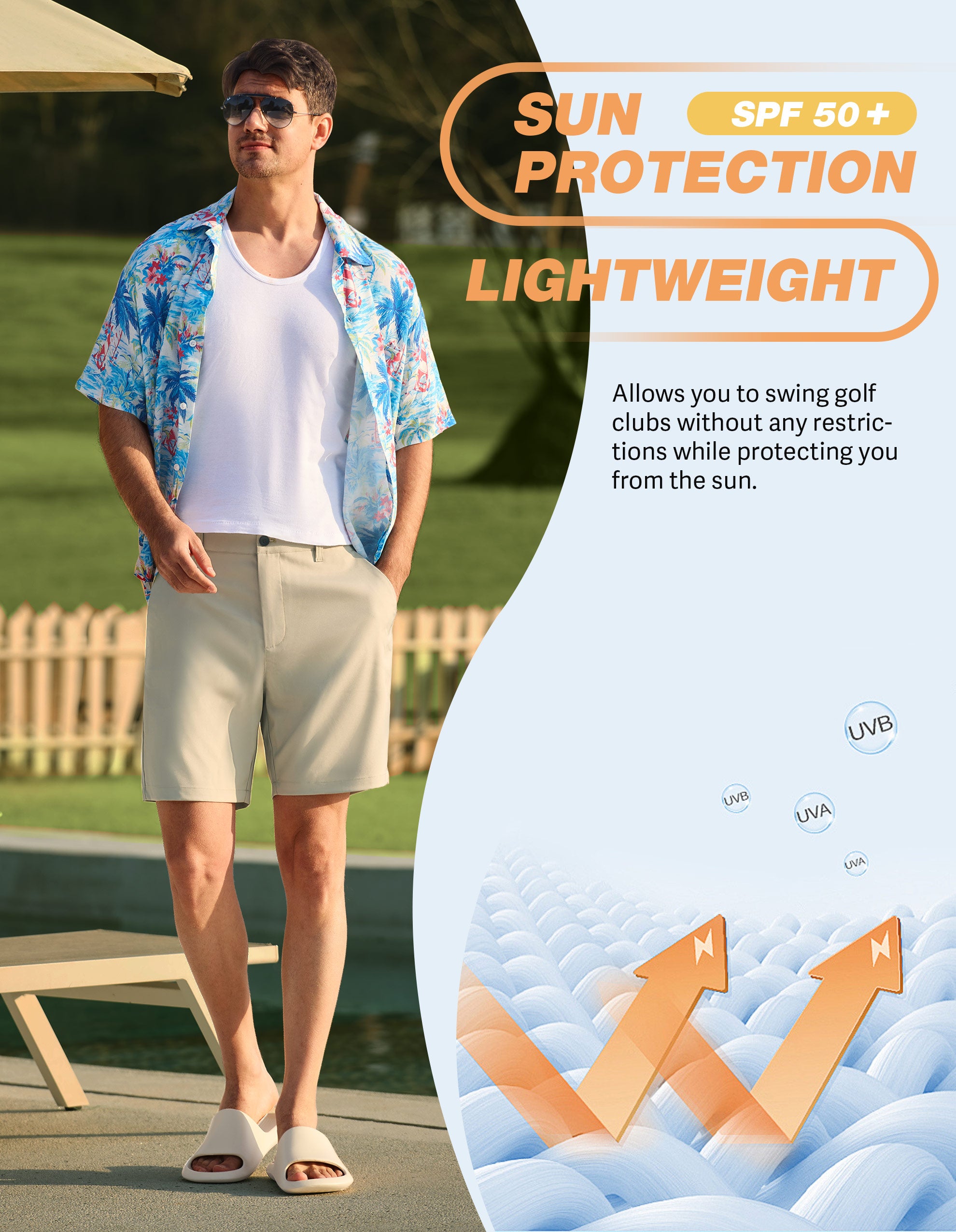 PULI Men's Golf Dress Shorts 7 Inch with 5 Pockets