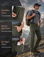 PULI Men's Hiking Pants 4-Way Stretch Quick Dry Water Resistant Lightweight