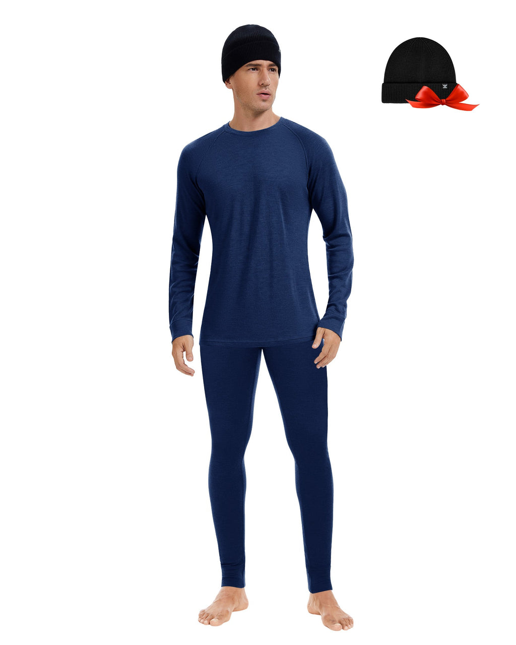 Woolcano Men’s 190g Merino Wool Base Layer Set Lightweight Thermal Underwear