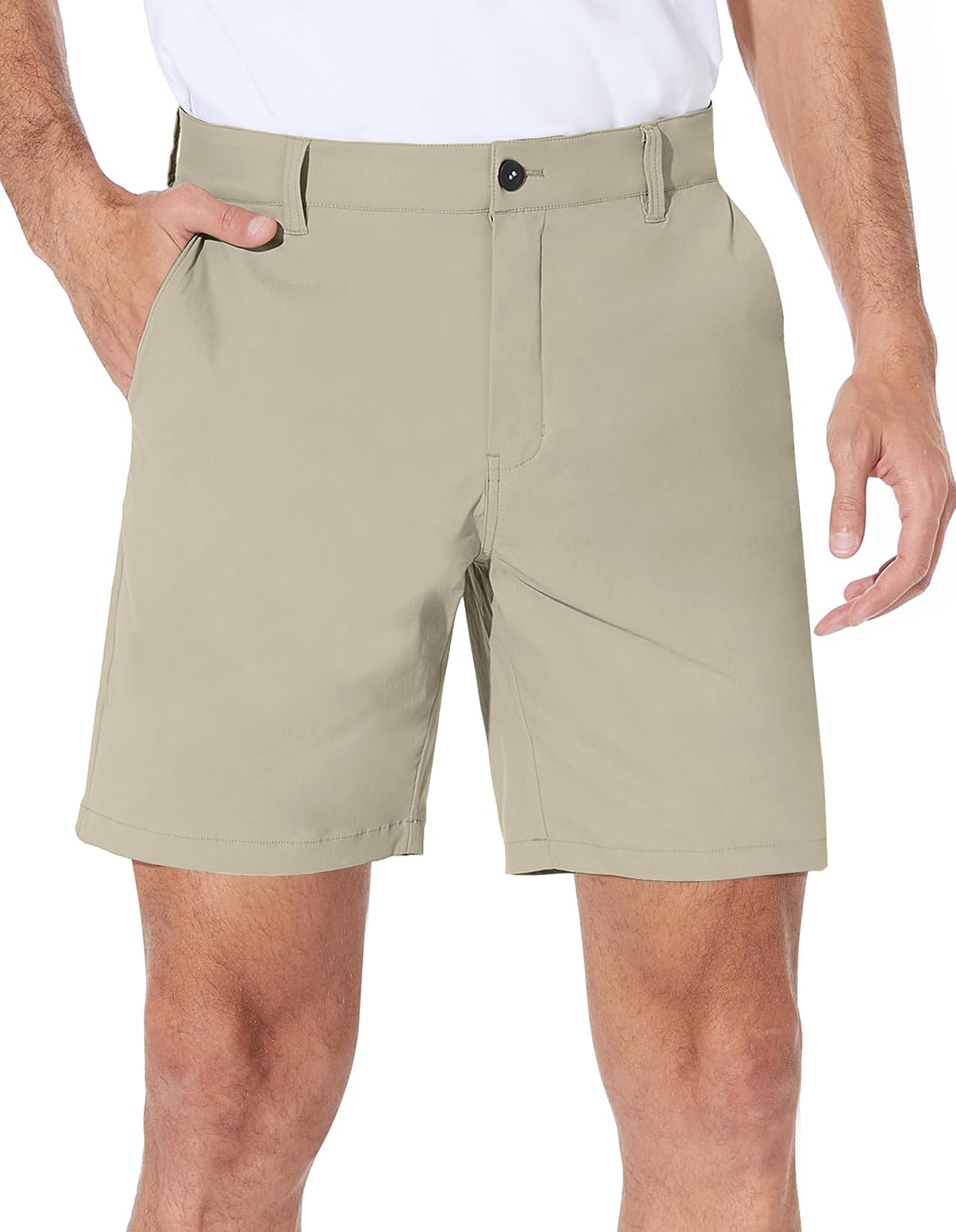 PULI Men's Golf Shorts Dress Flat Front Hybrid 7 Inch Stretch Lightweight Quick Dry Chino Casual with Pockets