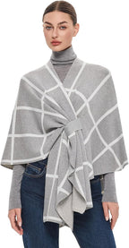PULI Women's Elegant Shawl Wraps Soft Open Front Poncho Sweater for Spring Fall Winter