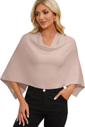 PULI Women's Capri Poncho Sweater Cropped Versatile Shawl Soft Knit Wraps Cowl Neck Short Tops