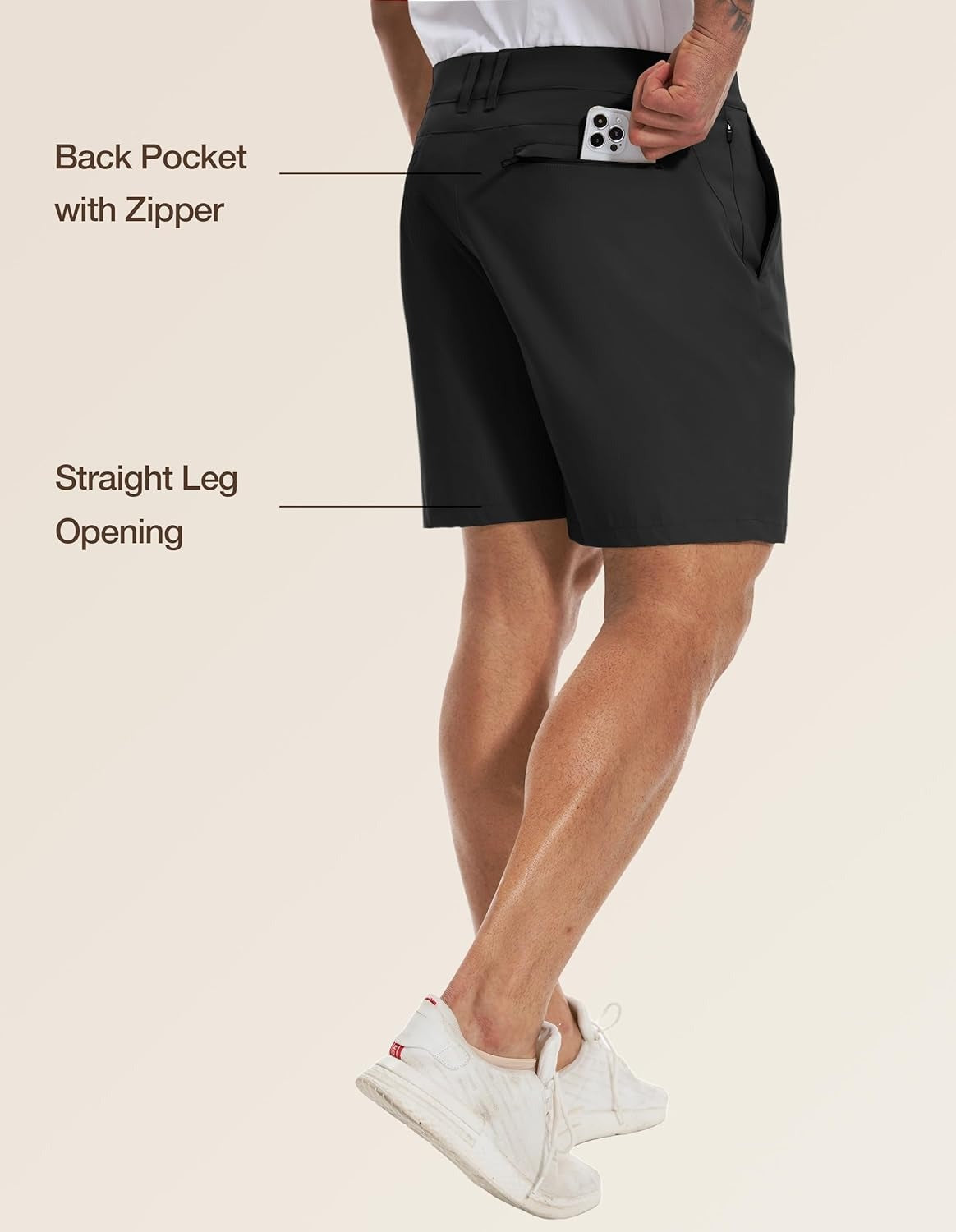 PULI Men's Big & Tall Golf Shorts Stretch 10 Inch Inseam Waterproof Lightweight Qiuck Dry Hiking Shorts