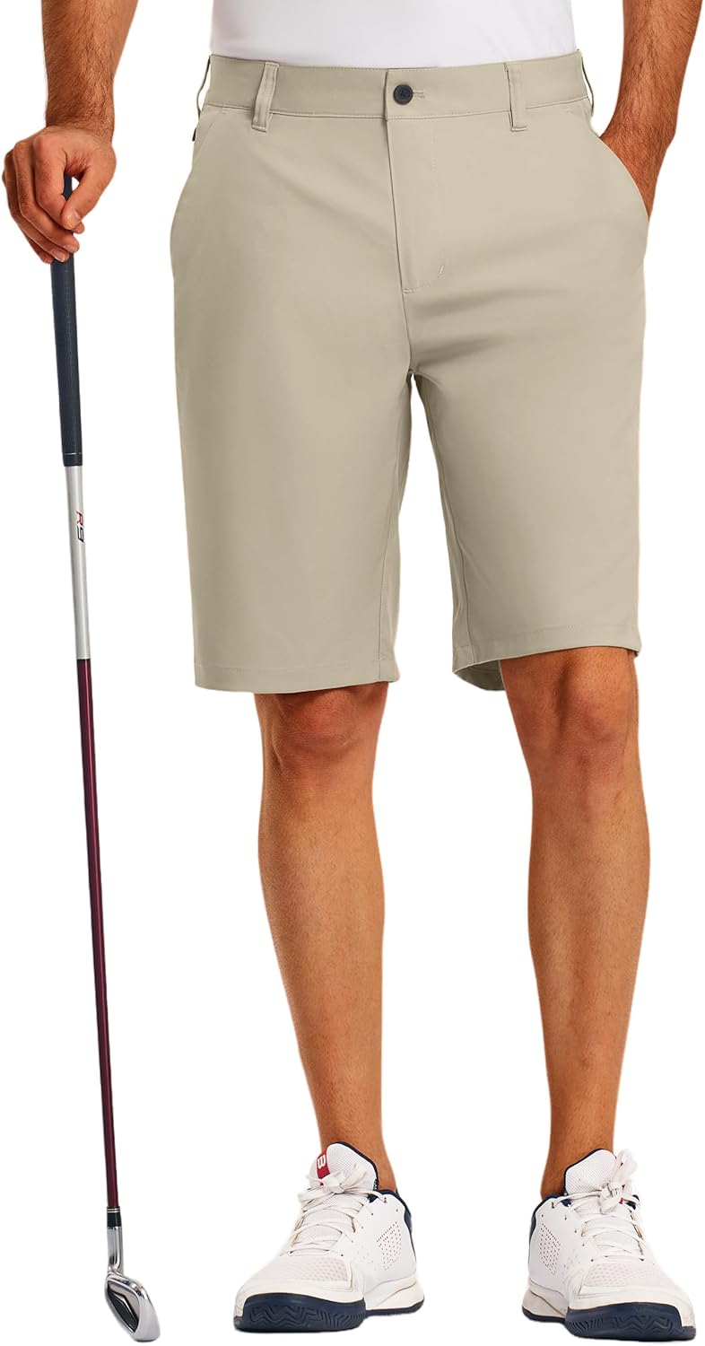 PULI Golf Shorts Men's 11 Inch Inseam Lightweight Casual Dress Stretch Travel Hybrid Quick Drying with Pockets