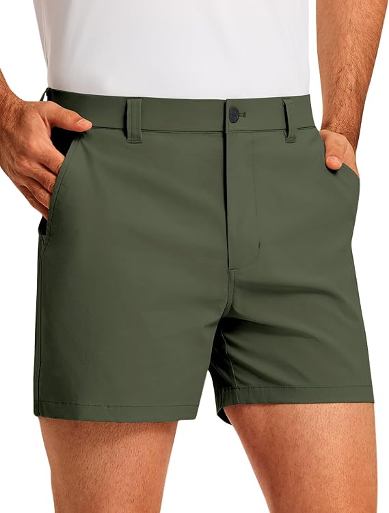 PULI Golf Shorts Men's 5 Inch Inseam Stretch Casual Dress Shorts with Pockets Waterproof Lightweight Quick Dry