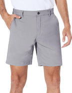 PULI Men's Golf Shorts Dress Flat Front Hybrid 7 Inch Stretch Lightweight Quick Dry Chino Casual with Pockets