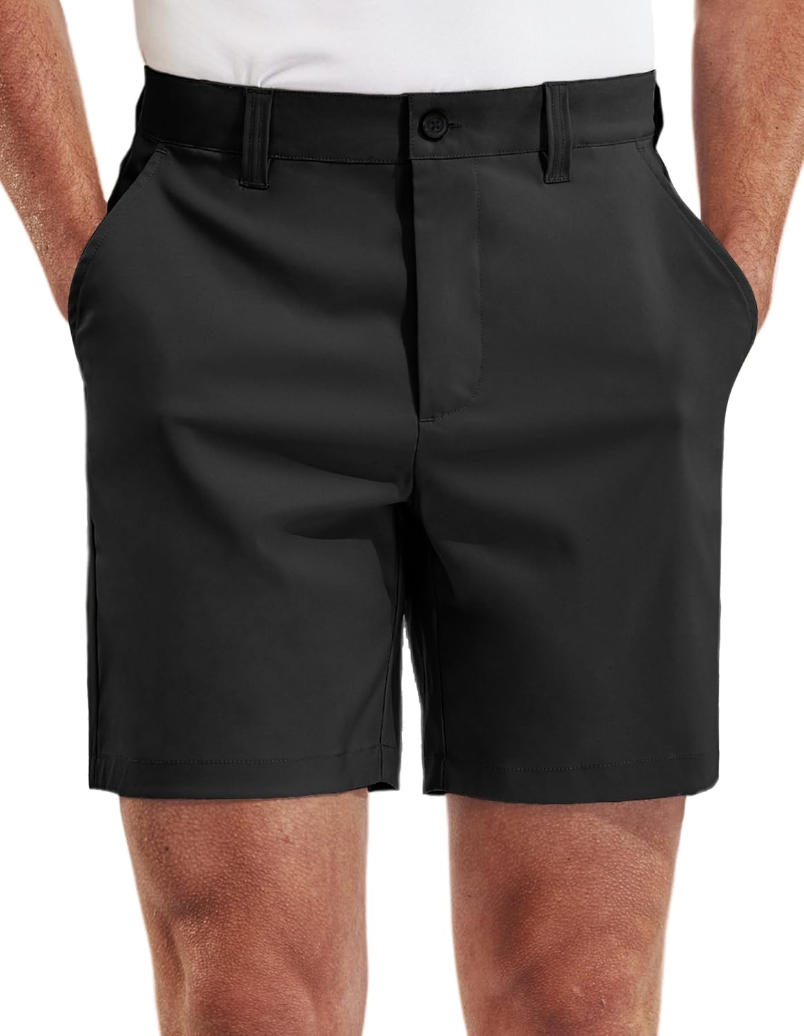 PULI Men's Golf Dress Shorts Flat Front Hybrid 7 Inch Lightweight Quick Dry