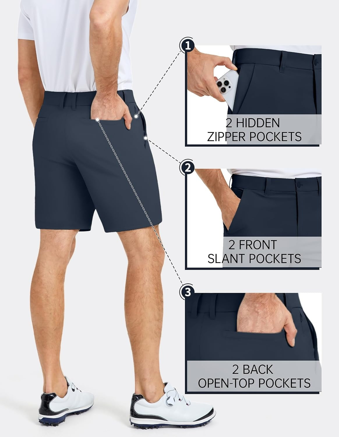 PULI Men's Golf Shorts Inch Inseam Waterproof Quick Dry Lightweight