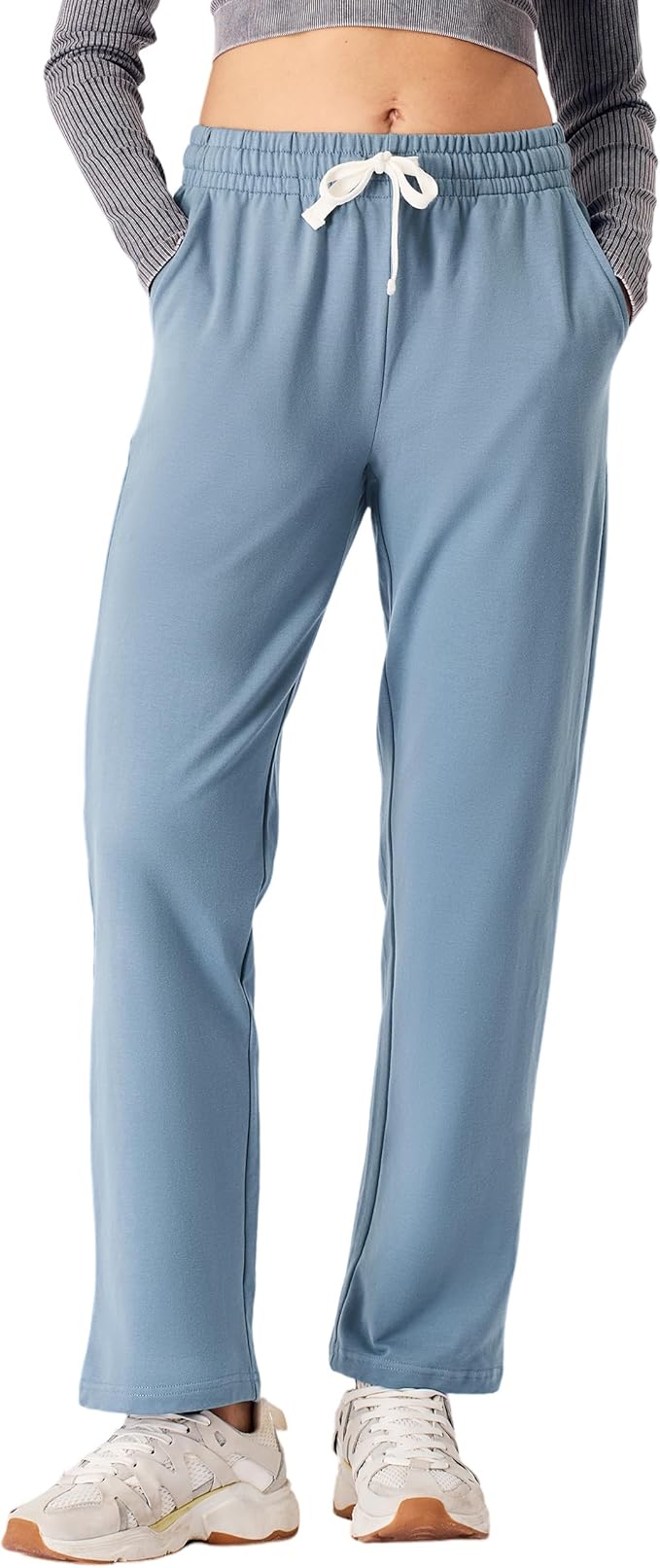 Women Yoga Sweatpants Pajama Wide Leg Cotton Drawstring Lounge Pants Leisure