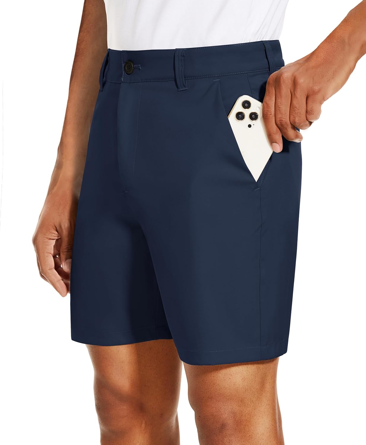 PULI Men's Golf Dress Shorts Flat Front 7 Inch Lightweight Quick Dry Chino Casual with Pockets