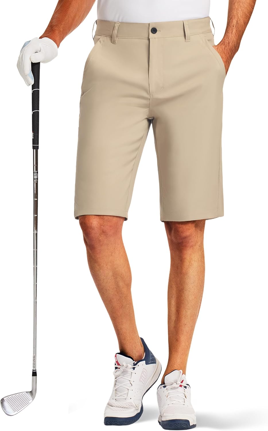 PULI Men's Golf Shorts 11 Inch Inseam Flat Front Lightweight Quick Dry with 5 Pockets for Travel Casual Business