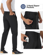 PULI Men's Golf Pants Stretch Slim Fit Casual Work Hiking Tapered Waterproof Pants with Pockets