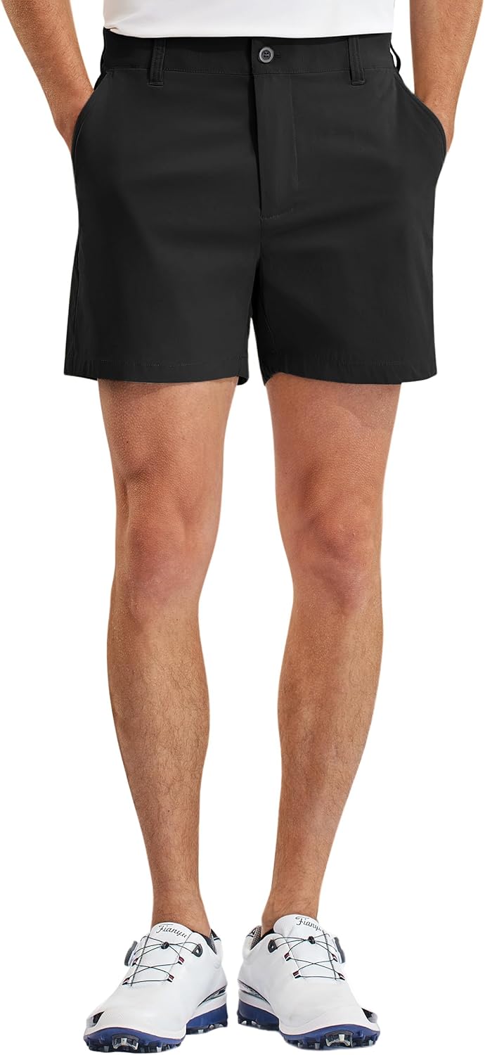 PULI Men's Golf Shorts Relaxed Fit Stretch Dress Lightweight Casual Waterproof Travel Quick Dry Summer Shorts 7 Inch Inseam
