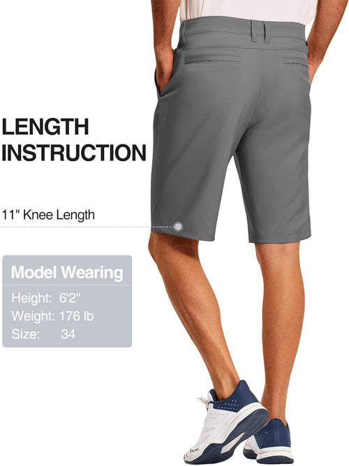 PULI Golf Shorts Men's 11 Inch Inseam Lightweight Casual Dress Stretch Travel Hybrid Quick Drying with Pockets