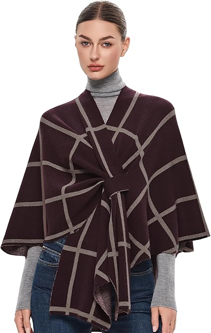 PULI Women's Elegant Shawl Wraps Soft Open Front Poncho Sweater for Spring Fall Winter