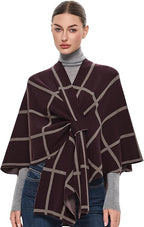 PULI Women's Elegant Shawl Wraps Soft Open Front Poncho Sweater for Spring Fall Winter