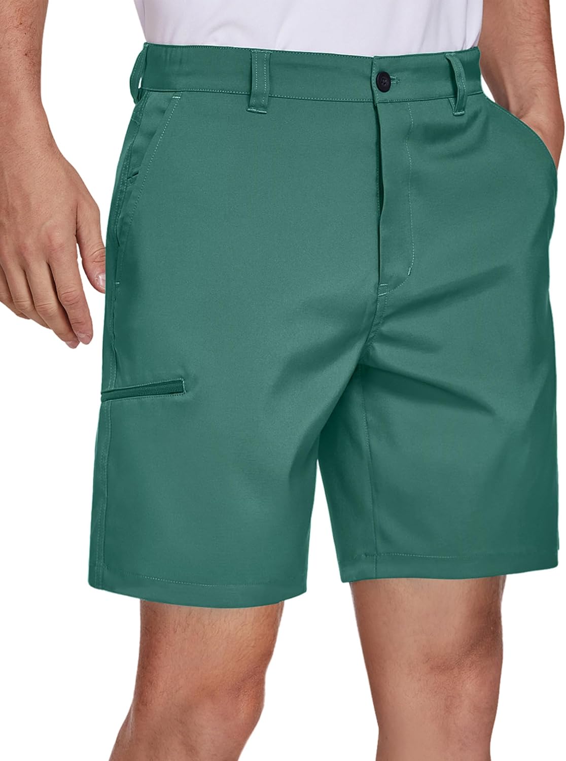 PULI Men's Golf Hybrid Shorts 7 Inch Dress Stretch Hiking Flat Front Quick Dry Lightweight Board Casual Shorts with Pockets