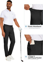 PULI Men's Golf Pants Stretch Slim Fit Lightweight Waterproof Casual Hiking Work Pants with Pockets