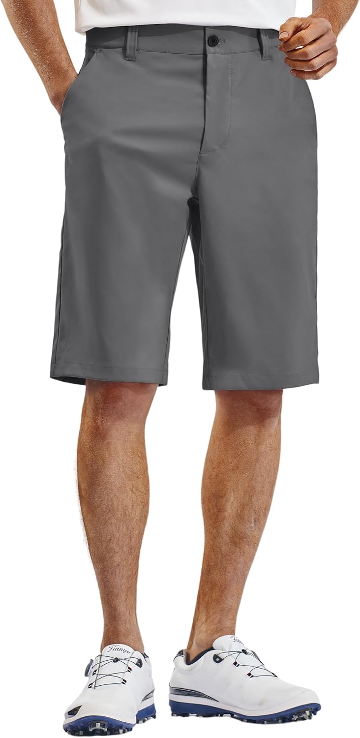 PULI Men's Golf Hiking Shorts Lightweight Casual Dress 12" Inseam Work Stretch Travel Hybrid Quick Drying with Pockets