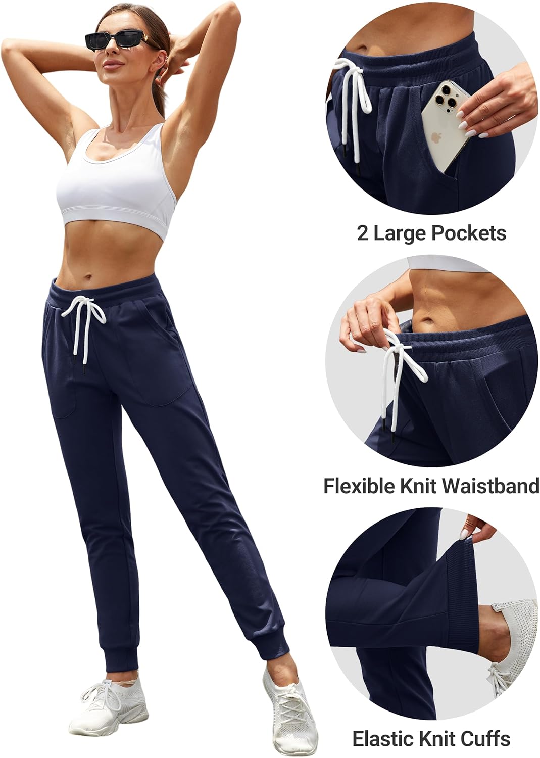 SPECIALMAGIC Women's Cotton Sweatpants with Pockets Athletic Drawstring Joggers Casual Sweat Pants
