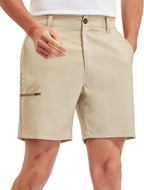 PULI Men's Golf Hybrid Shorts 7 Inch Dress Stretch Hiking Flat Front Quick Dry Lightweight Board Casual Shorts with Pockets