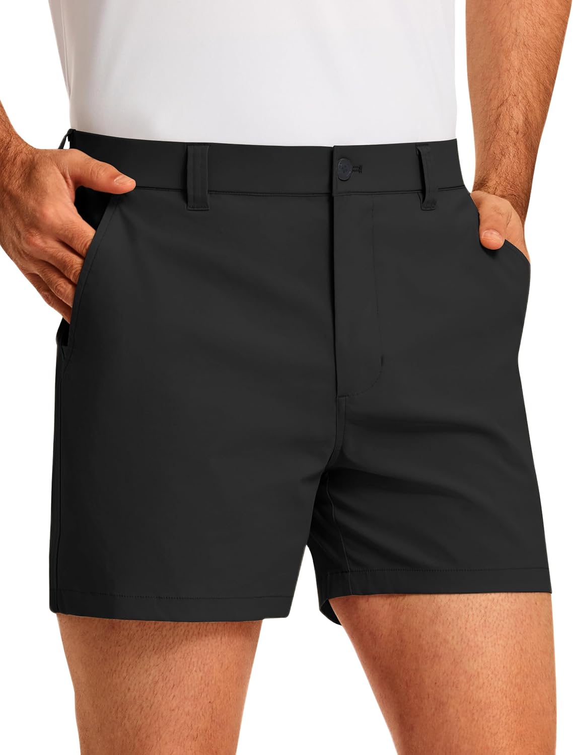 PULI Golf Shorts Men's 5 Inch Inseam Stretch Casual Dress Shorts with Pockets Waterproof Lightweight Quick Dry