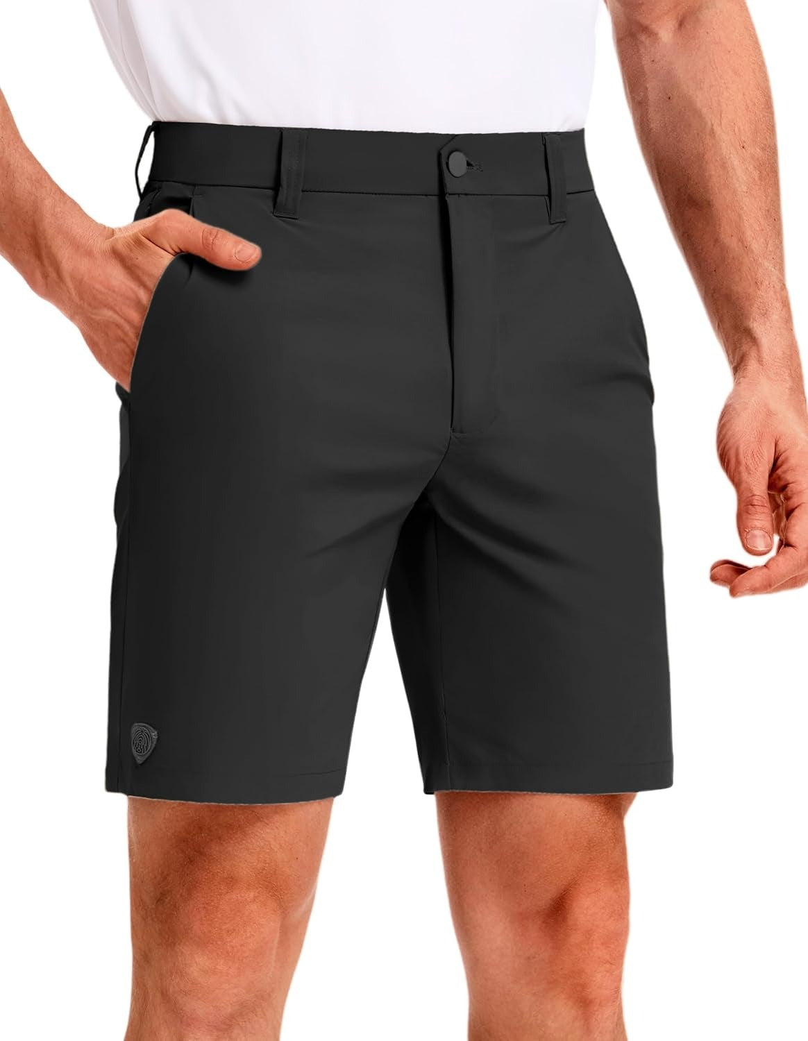 PULI Men's Golf Shorts 9 Inch Inseam Stretchy Water-Resistant with 5 Pockets for Travel Hiking Casual Business