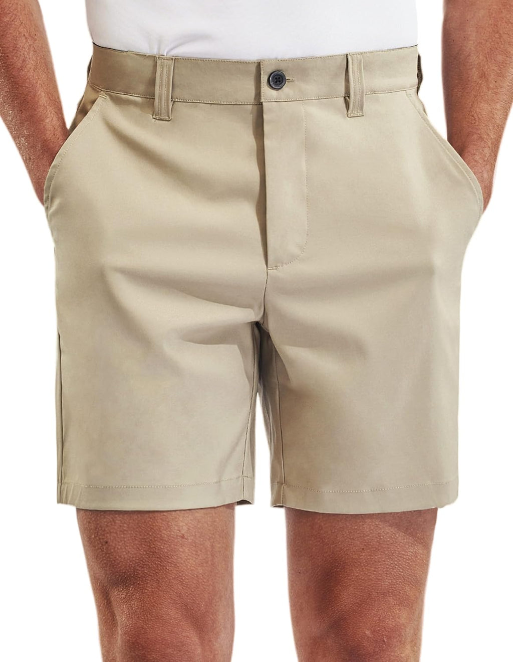 PULI Men's Golf Dress Shorts Flat Front Hybrid 7 Inch Lightweight Quick Dry